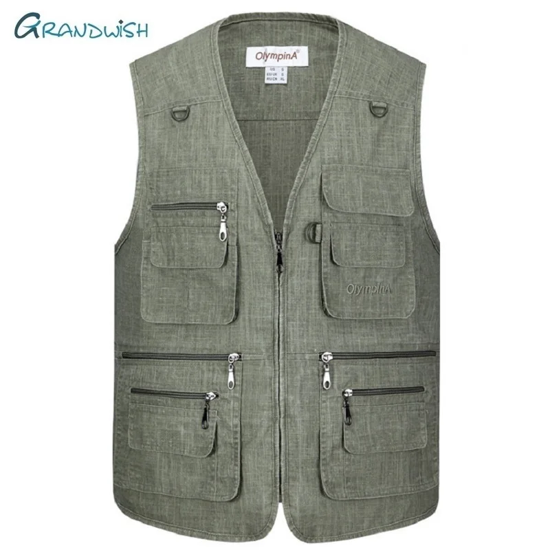 Kopen Grandwish Zomer Casual Grote Maat Olympina Mens Blauw Vesten Mannelijke Mouwloze Rits Vesten Comfortabele Plus Size XL 5XL, DA755
