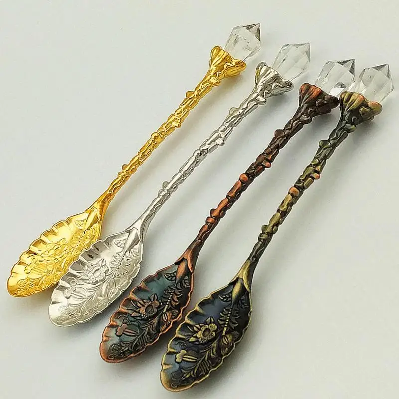 

4pcs set Retro Style Gold Silver Royal Flower Design Coffee Spoon set
