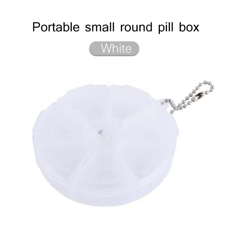 

Portable Mini 7 Day Weekly Round Drug Tablet Pill Box Medicine Splitters Case Storage Organizer Container Case Travel kit