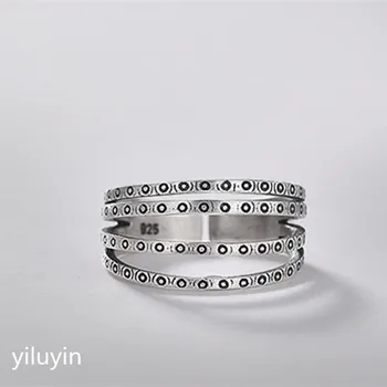 

KJJEAXCMY boutique jewelryarS925 pure silver, retro character, multi circle, star openings and simple Joker, old matte lady ring
