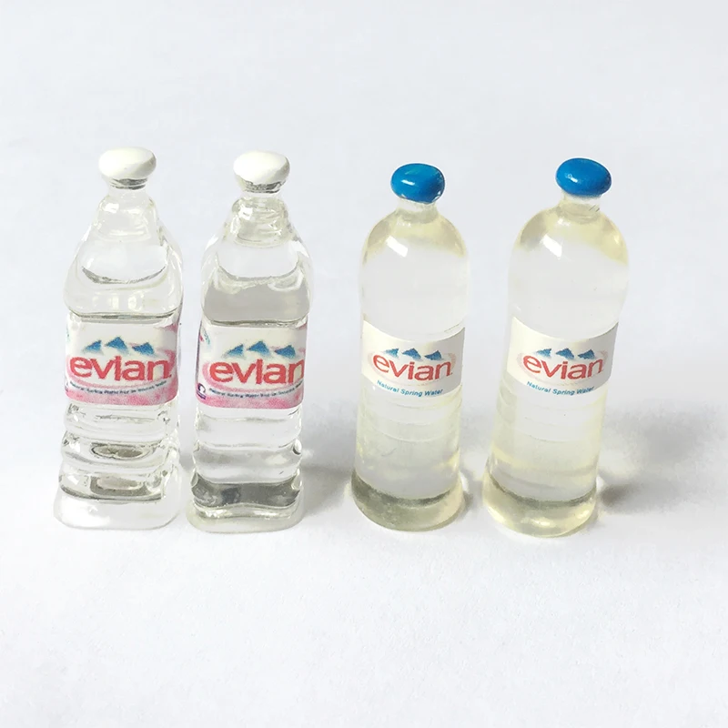 

1:12 Water Bottles Dollhouse Miniature Kitchen Front Parts 2 Bottles of Evian Mineral Water