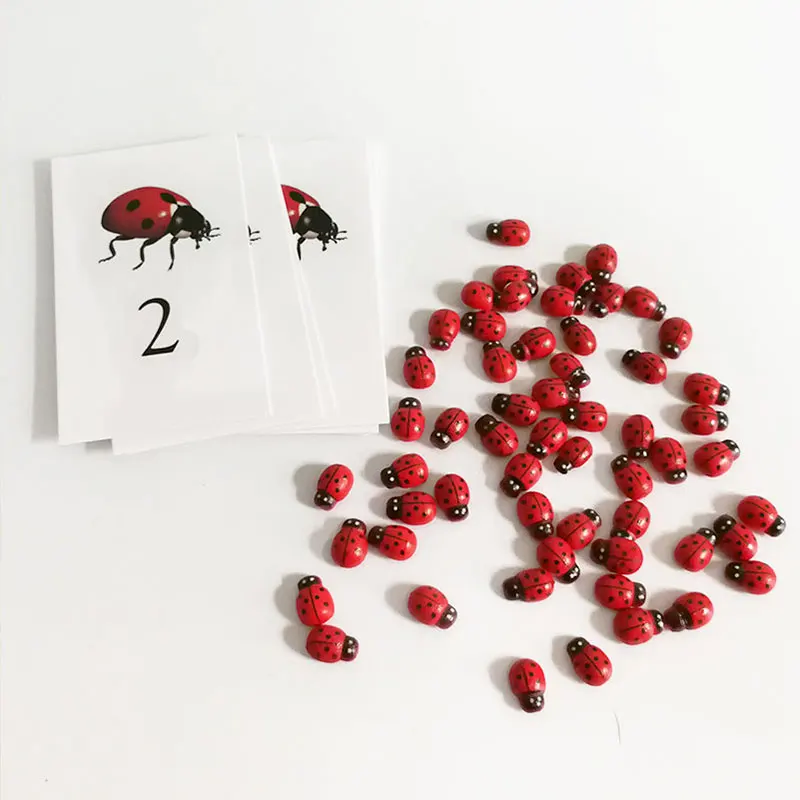 Material de Montessori Educativos para Crianças de Bolso Joaninha Contador Cartões Conjunto Juguetes Aprendizagem Brinquedos Montessori E2464h 4 Online shopping