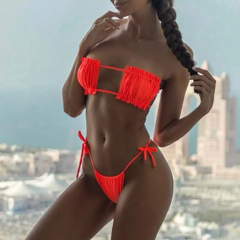 

Micro sexy swimsuit female bathers Push up bikinis 2019 mujer bathers Brazilian thong swimwear women Neon bathing suit