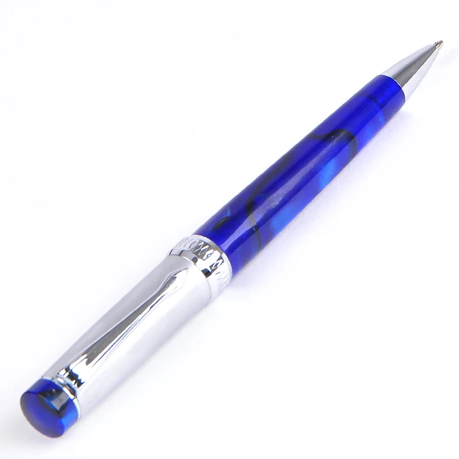 

Fashion Duke Silver Clip Blue Ballpoint Pen Rotating Ball Pens Student Gift Writing Stationery School and Office Supplies