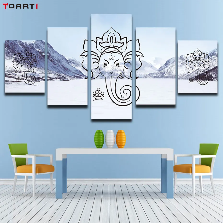 

5 pieces canvas painting Buddha art print and poster living room bedroom decor modular wall picture modern art murals wall chart