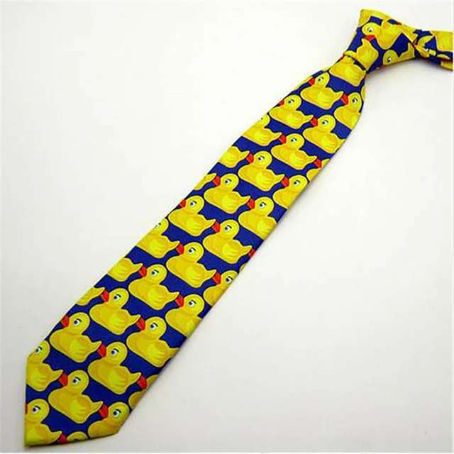 Yellow Funny Rubber Duck Tie Men's Fashion Casual Fancy Ducky Professional Necktie How I Met