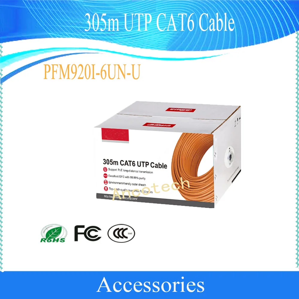 Security Cable 305m UTP CAT6 Cable Support PoE long distance