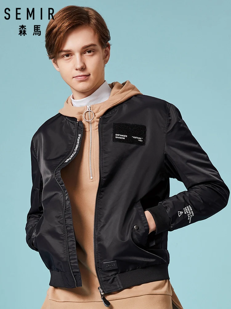 SEMIR мужская бейсбольная куртка Мужская бомбер с аппликацией воротником стойкой