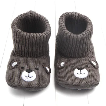

winter Newborn Baby Knit Snow Boots keep Warm Toddler Girls cute Cartoon Bear shoes first walker Infant Boys Footwear