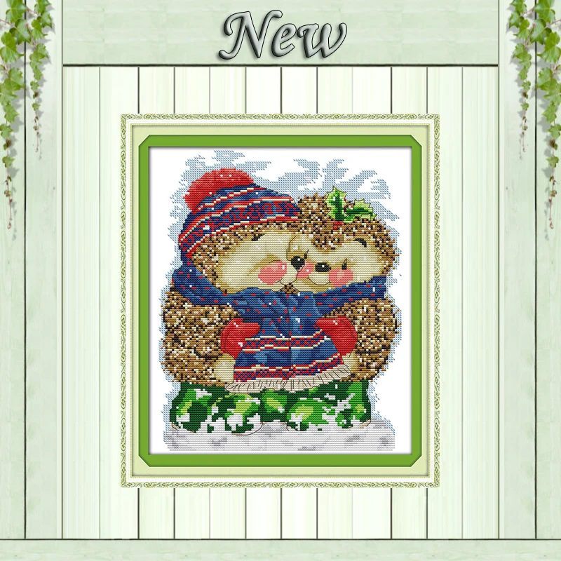 

The sharing scarf hedgehogs paintings counted print on canvas DMC 14CT 11CT Chinese Cross Stitch Needlework Sets Embroidery kits