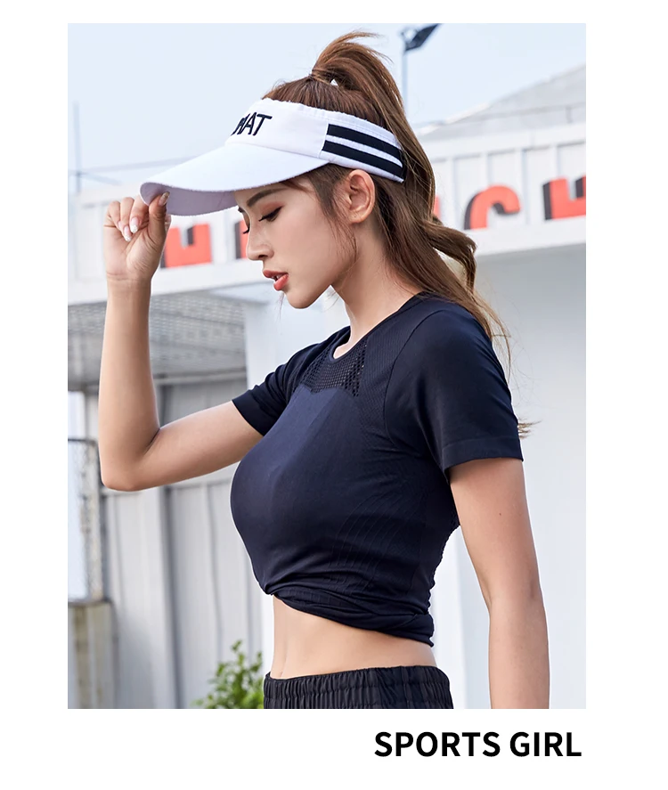 Летняя женская рубашка для йоги эластичная открытая футболка для бега фитнес с коротким рукавом быстросохнущая тонкая спортивная футболка Топы тренировочная блуза для спортзала