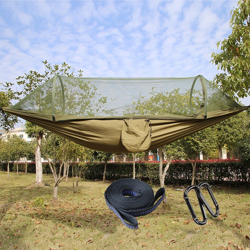 Portable High Strength Parachute Fabric Camping Hammock Hanging Bed With Mosquito Net Sleeping