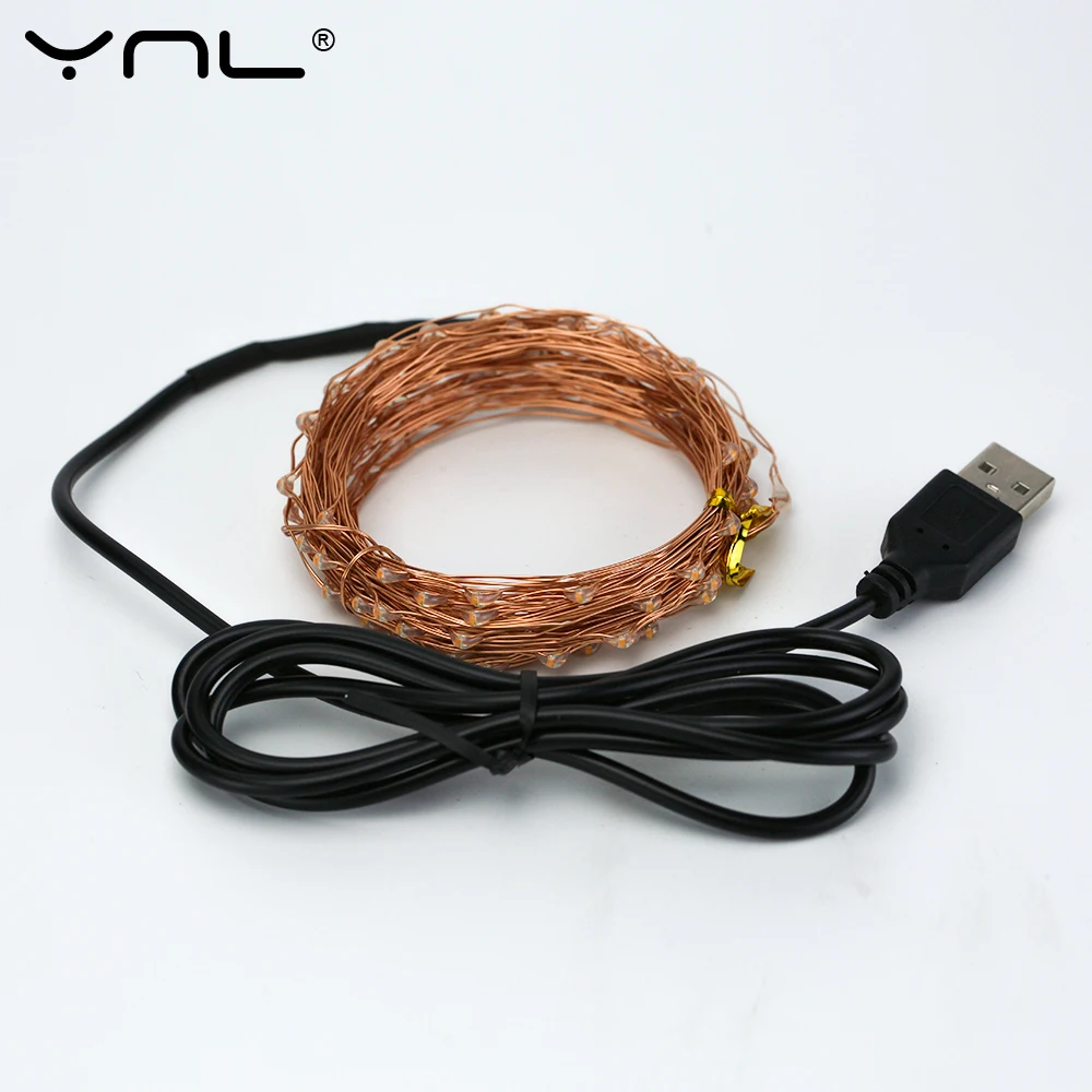 Светодиодная лента медная проволока 10 м 100 светодиодов USB батарея