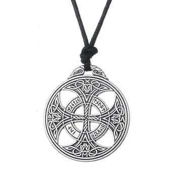

EUEAVAN 15pcs Viking Nordic Rune Pendant Necklace Wiccan Amulet Jewelry For Men Women Antique Silver Color