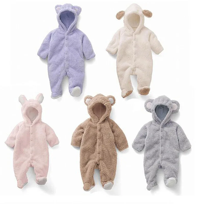 

Newborn Baby Winter Hoodie Clothes Polyester Infant Baby Girls Pink Climbing New Spring Outwear Rompers 0M-12M Boy Jumpsuit