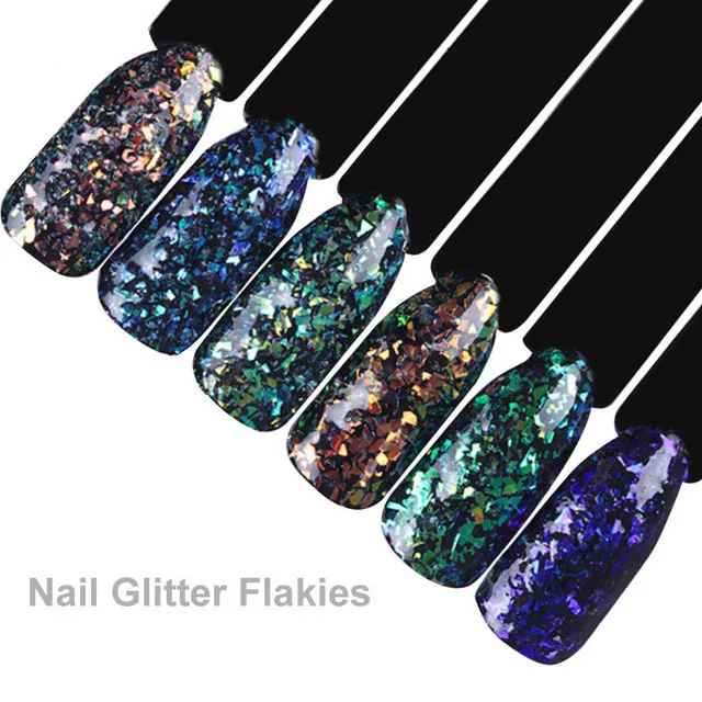 

Lacheer 6 Colors Choose Colorful Nail Giltter Flakies 1Pcs Irregular Nail Glitter Sequins Shinny Manicure Decoration