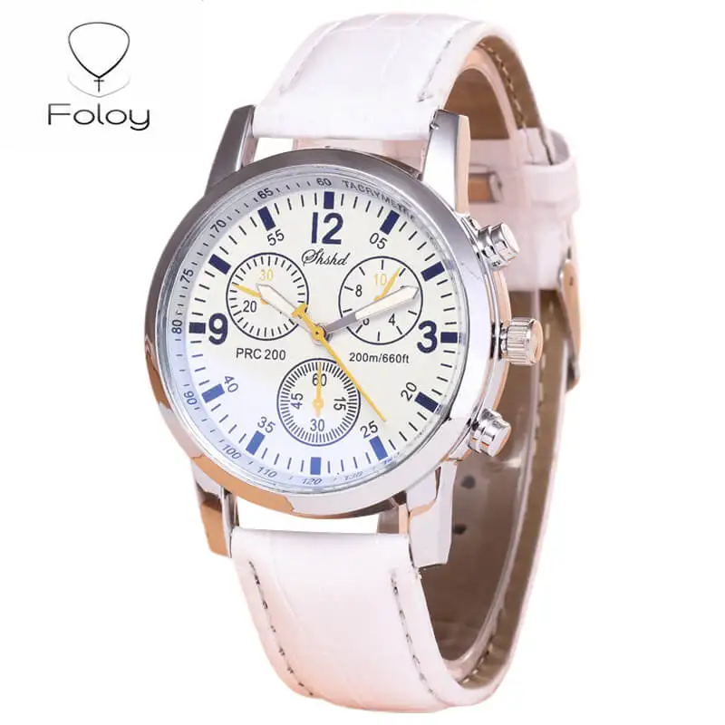 Foloy men's watch Business sport Watches Clock Quality Fashion Numerals Faux Leather Analog Quartz gentleman Bracelet Gift 