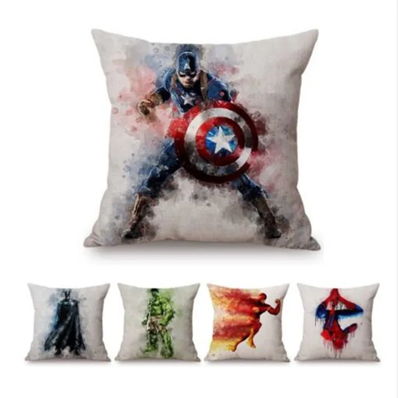 

Super Heroes Color ink Splash Artwork Spider man Black Widow Thor Boys Room Decoration Cushion Cover Brother's Gift Pillow Cases