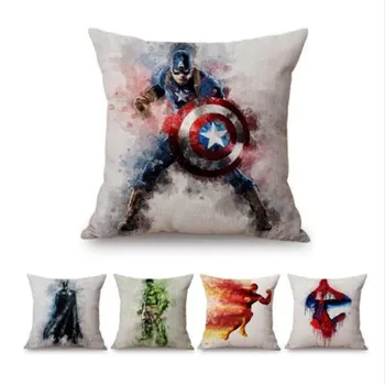 

Super Heroes Color ink Splash Artwork Spider man Black Widow Thor Boys Room Decoration Cushion Cover Brother's Gift Pillow Cases
