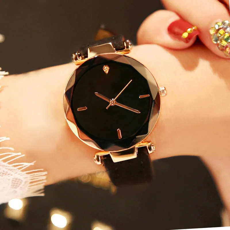 

1 Pcs Women Student Wrist Quartz Watch Round Dial PU Strap Adjustable for Business TC21