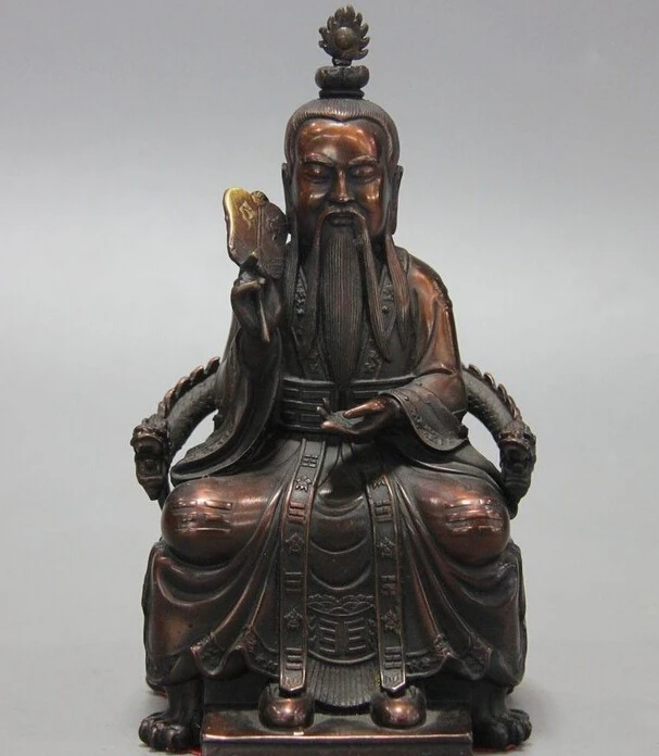 

Chinese Taoism Bronze Copper Carved Dragon Immortal God Tai Chi Statue Sculpture