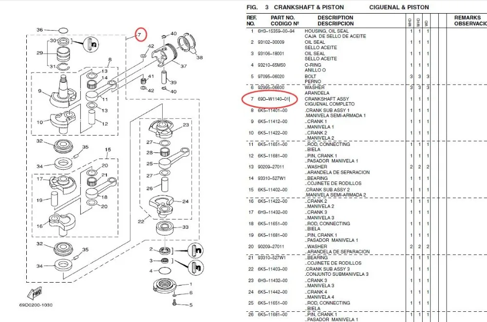 6H3-11400 коленчатый вал узел для 60HP Yamaha лодочный мотор 6K5 модель Parsun 60HP 6H3-1140-03 69D-W1140-01