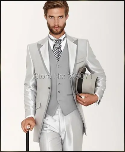 2015 Custom Made font b Men s b font Wedding font b Suits b font Silver
