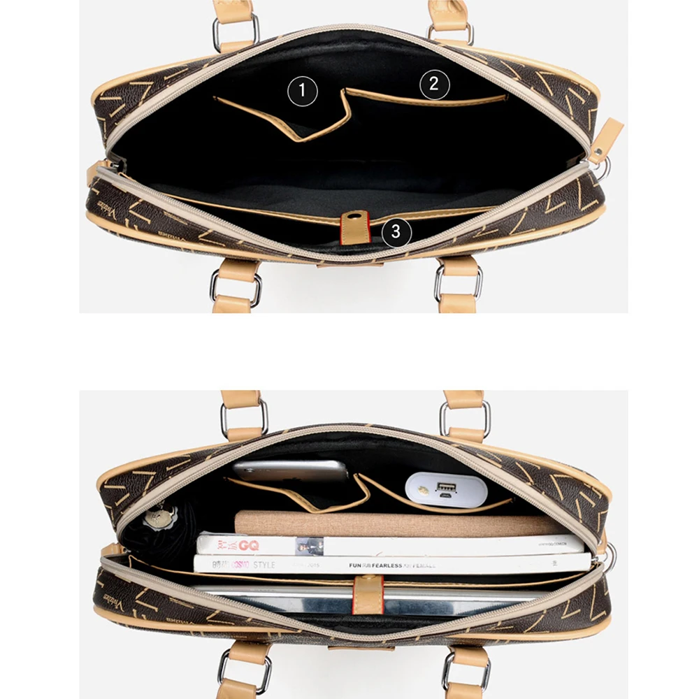 Laptop Bag, PU Water Resisatant Business Messenger Briefcases for Men and Women Fits 13.3 14.1 15.6 Inch Laptop Bag for Macbook