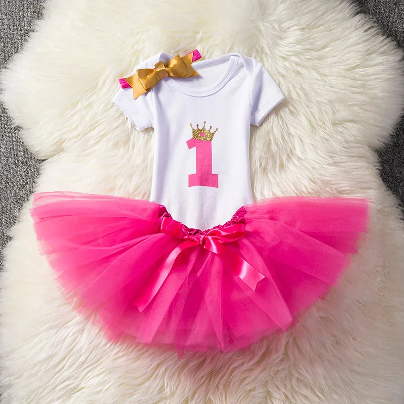 1-й день рождения торт Smash комплекты одежды для малышей платья для малышей повязка на голову 3 шт. vestido infantil одежда для новорожденных платье-пачка для крещения - Цвет: D