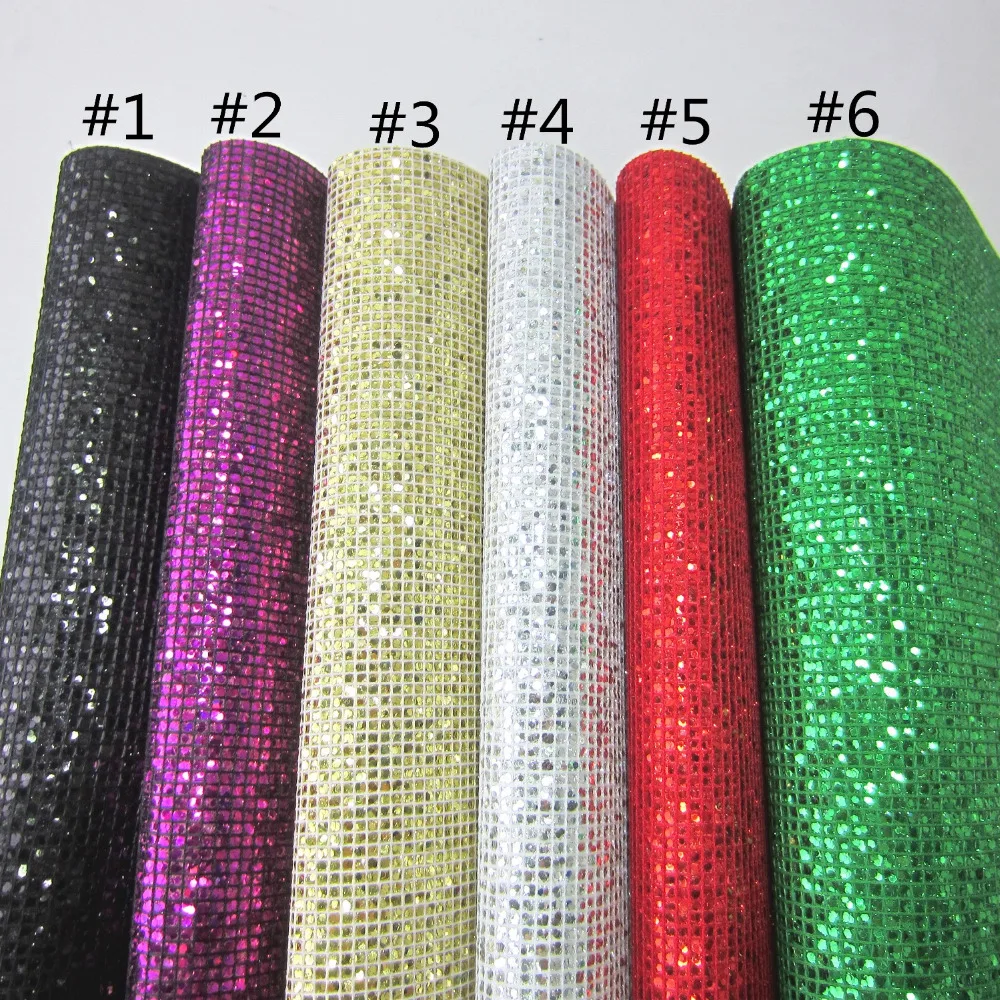 

A4 Sheet 8"X11.8" Grid Glitter Fabric Leather Faux leather fabric For bows craft Sewing bags DIY 1piece F0522