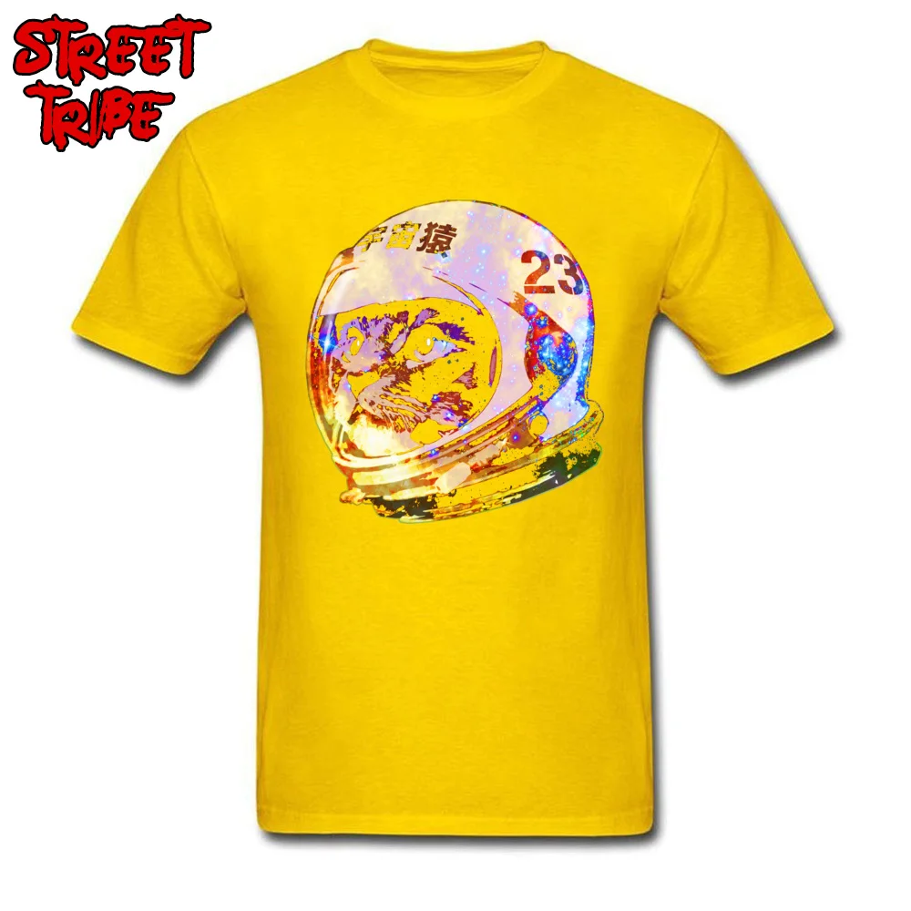 Street 2018 Hot Sale Short Sleeve Printed On T-shirts Cotton O-Neck Men Tees Custom T Shirts Summer/Autumn Wholesale Astronaut Space Cat deep galaxy version yellow