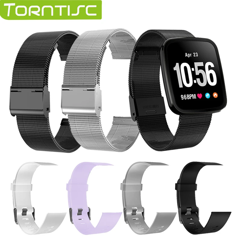 

Torntisc Smart Accessories for V6 Fitness bracelet Waterproof Scratch Resistant Replacement Wrist Strap Steel Bracelet Band