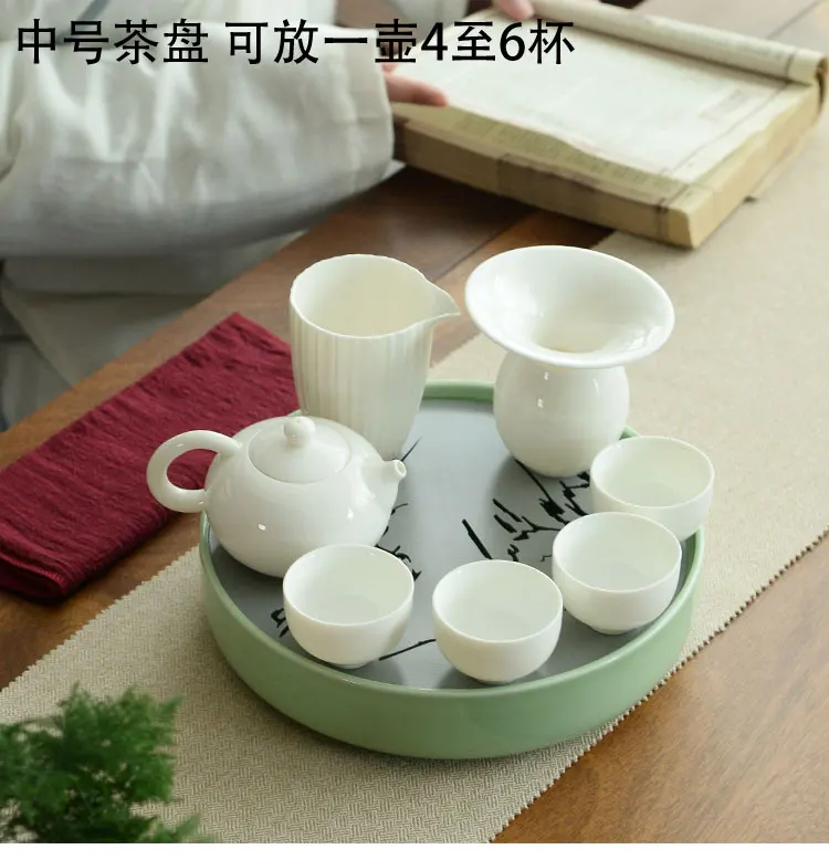 Керамический металлический чайный поднос, дренаж, хранение воды, чайный набор кунг-фу, настольная доска, черный/белый китайский чайный стакан, инструменты для церемонии