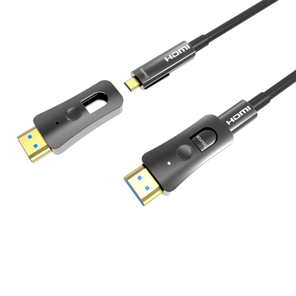  Threaded HDMI 2.0 4K fiber optic cable HDMI A to D type D type single head pullable for HDTV projec