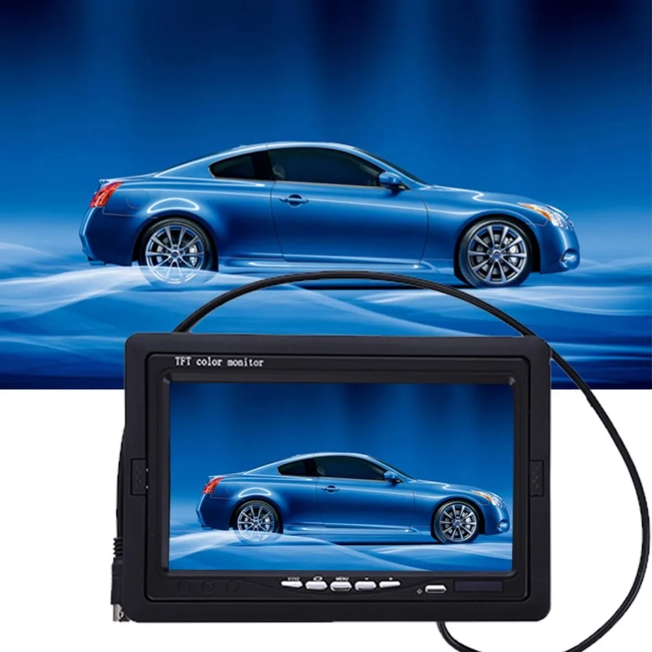 

2-way AV1 AV2 video input 7inch 7W Universal LCD Digital High-definition HD DVD VCD Car Rearview Mirror Car Display Monitor 12V