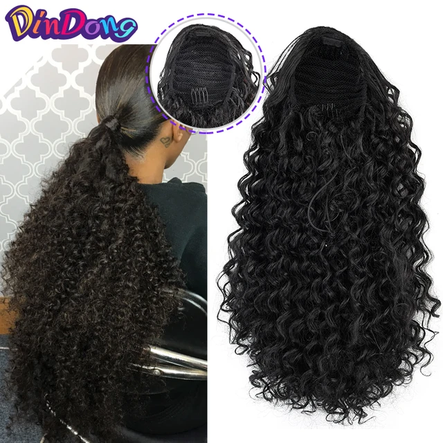 Dindong 12 Synthetic Clip In Warp Ponytail Hair Extension Short