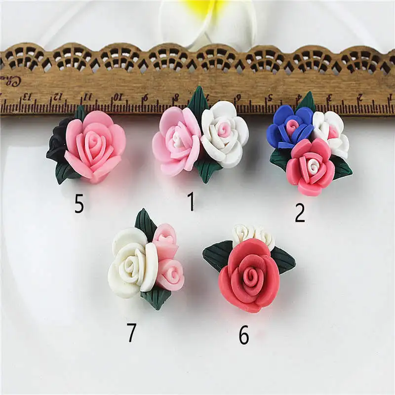 28pcs Flatback Fimo Polymer Clay Flower Beads Charms Handmade DIY Jewelry Makin