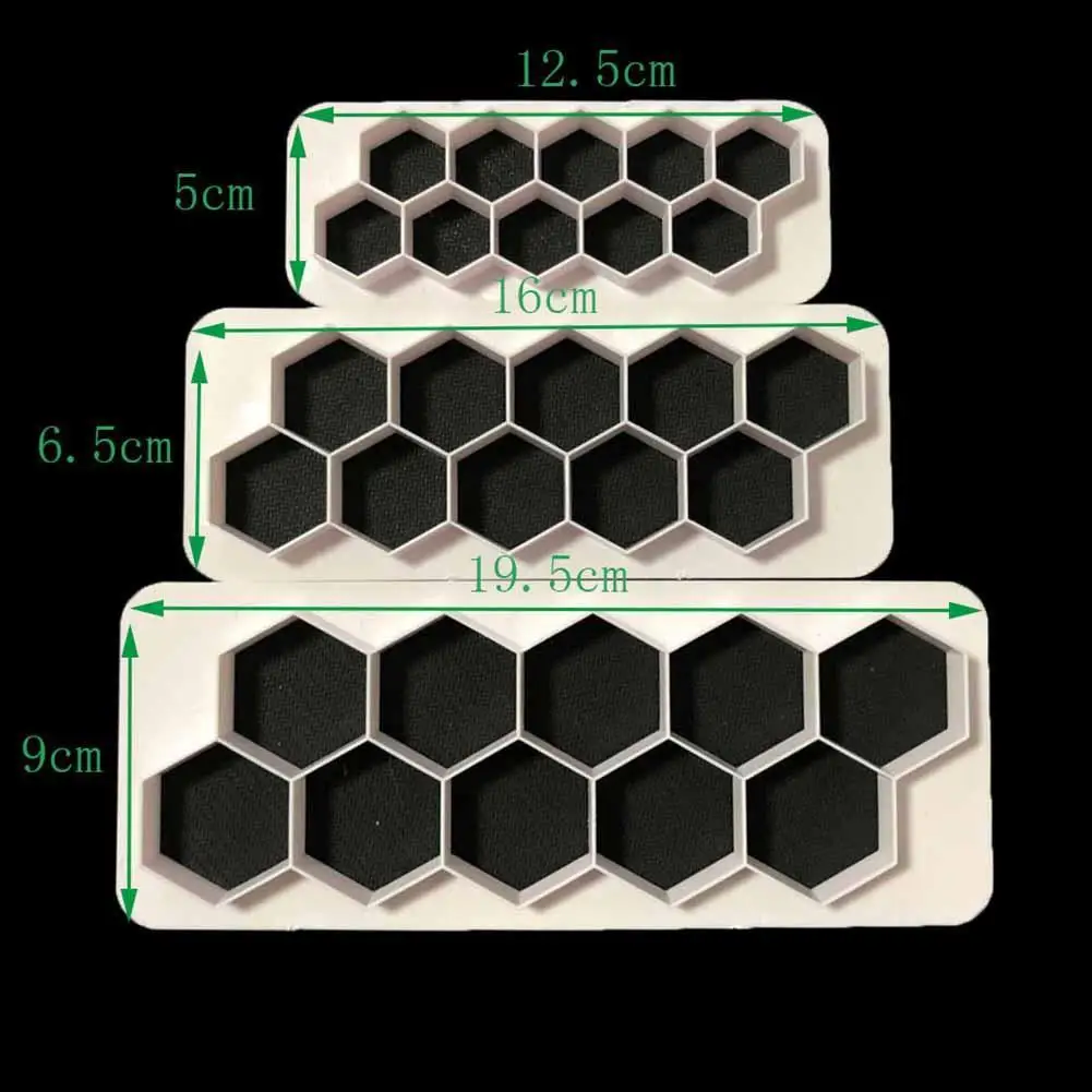 3 шт квадратные геометрические резаки помадка печенья геометрическая форма для торта помадка инструменты для украшения торта аксессуары для выпечки - Цвет: hexagon