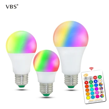 

E27 Led Bulb 5W 10W 15W RGB Led Lamp 24 Key IR Remote Controller for Home Decoration Mini LED Lights 16 Color Changing Spotlight