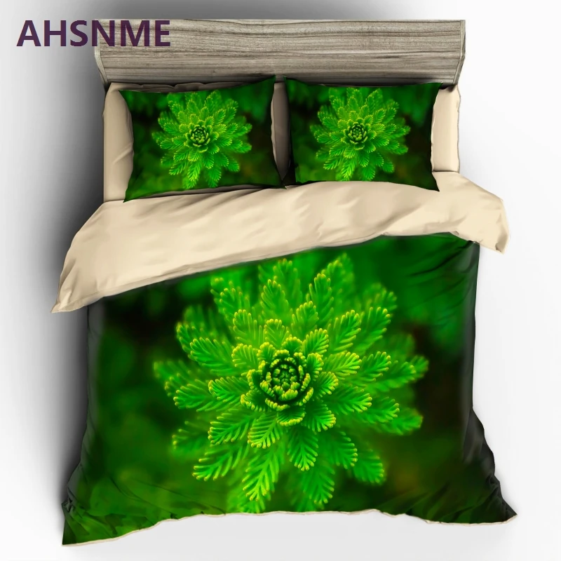 AHSNMEGreenCedarPatternBeddingsetGreenQuiltCoverHigh