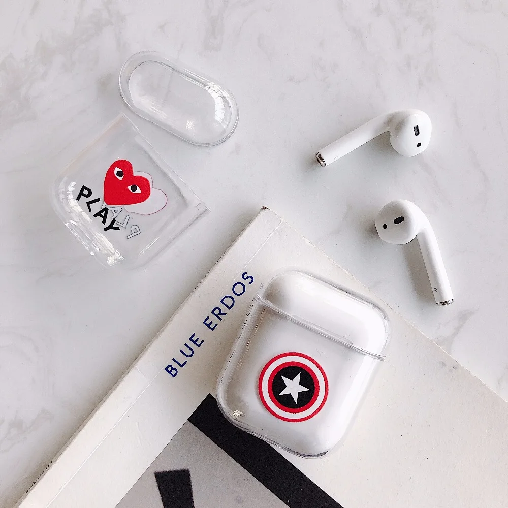 Hard PC Transparent Case Cover for AirPods 1 2 Lovely Cartoon Wireless Earphone Charging Box Cover Bag for Apple AirPods Gifts