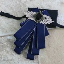 Элегантный мужской и женский для формальных и деловых встреч и торжеств вечерние рубашки с воротником галстук-бабочка из сплава Бархат Полиэстер шелковая лента банк с кристаллами