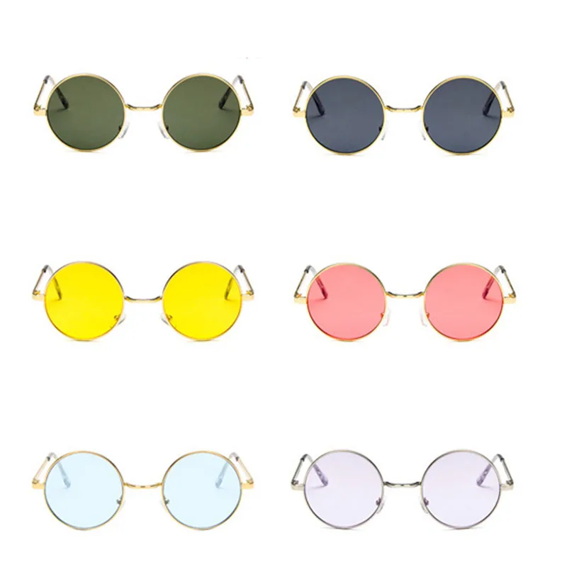 Винтажные круглые солнцезащитные очки, женские зеркальные очки цвета океана, женские брендовые дизайнерские круглые очки с металлической оправой, Прямая поставка