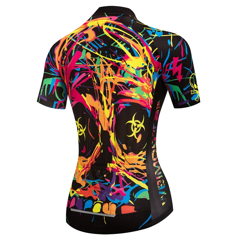 Cycling Shirt Weimostar Colorful Cycling Jersey Women Mountain Road Bike Jersey Skull Summer Short Sleeve Cycling Shirt Team Bicycle Clothing