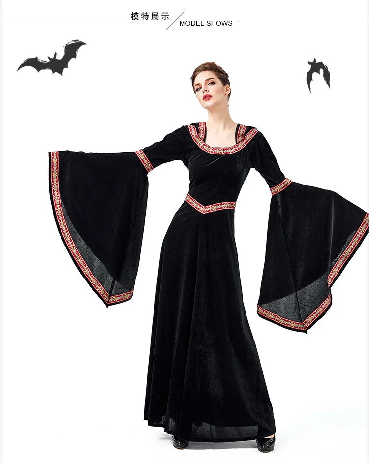 2019 Новый Хэллоуин Черный вампир костюм колдуньи девушка вампир костюм родителей костюм