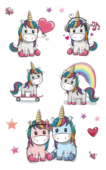 EC47-670 New Cartoon Cute Kids Children Animal Unicorn Horse Temporary Tattoo Sticker Body Art Fake Flash Taty Tatoo - Цвет: EC662