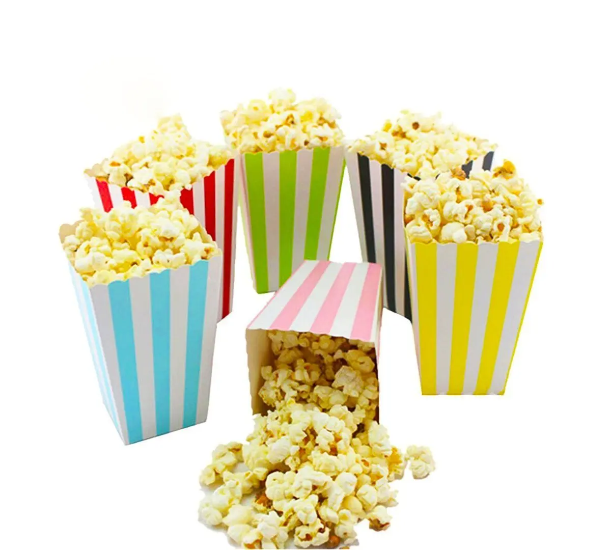 60 Pcs Colorful Striped Popcorn Boxes Cardboard Candy Container Carnival Graduation Party Movie
