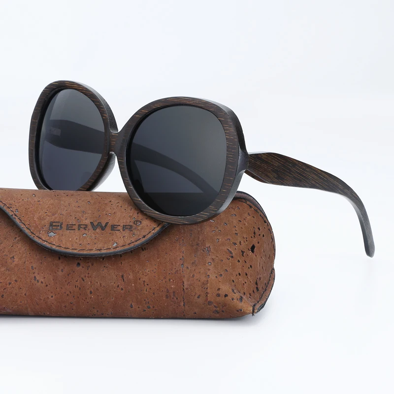 BerWer женские деревянные солнцезащитные очки ретро поляризованные солнцезащитные очки ручной работы УФ Защита солнцезащитные очки с чехлом