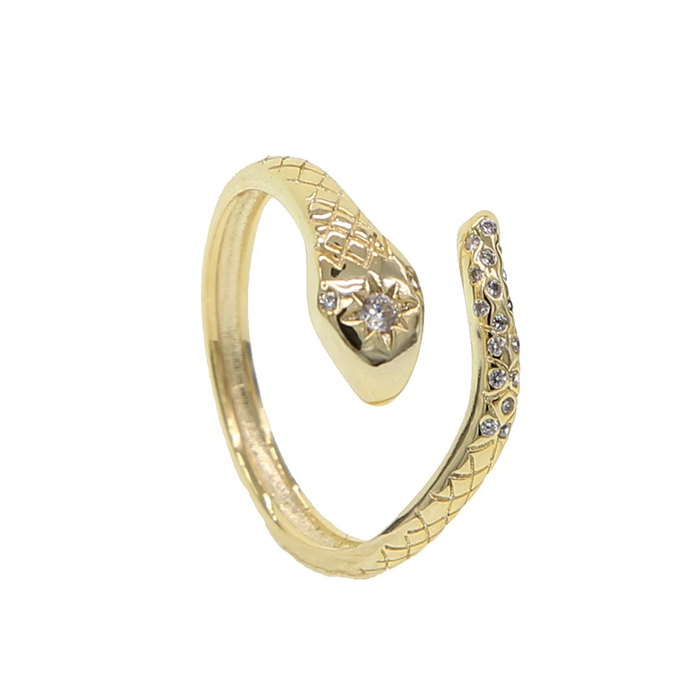 

open snake shape micro pave cz sparking bling stabrust north star charm adjust band cz fashion trendy women rings jewelry
