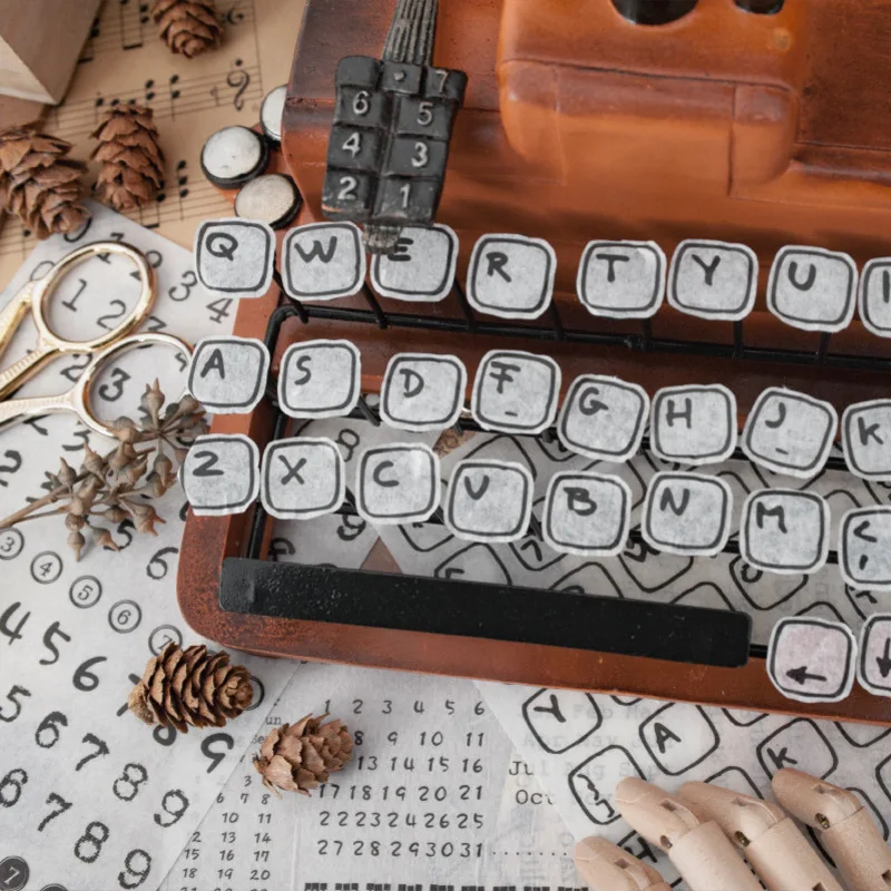 

Vintage typewriter alphabet retro daily week month plan decoration stationery sticker diy ablum diary scrapbooking label sticker
